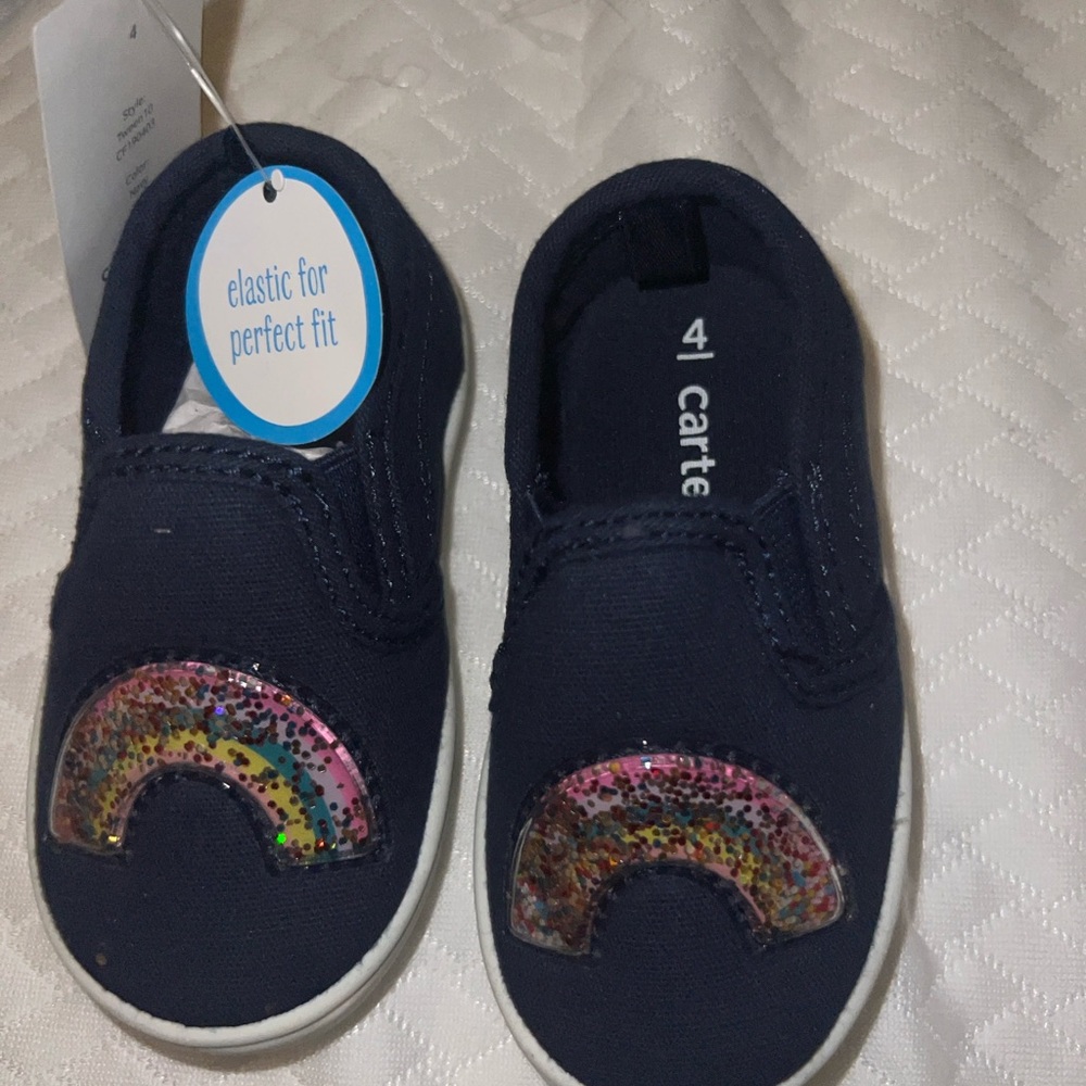 Carter's Kids Navy Slip-On Shoes with Rainbow Design